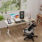 48 x 24 inch Electric Standing Desk Adjustable Height with 4 Wheels, 4 Memory Height Settings, 2 Headphone Hook, Home Office Desk, Splice Board Oak