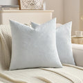 FUTEI Light Blue Velvet Throw Pillow Covers 26x26 Inch Set of 2,Soft Embossed Leaf-Relief Textured Euro Pillow Shams,Natural Home Decor for Couch Living Room