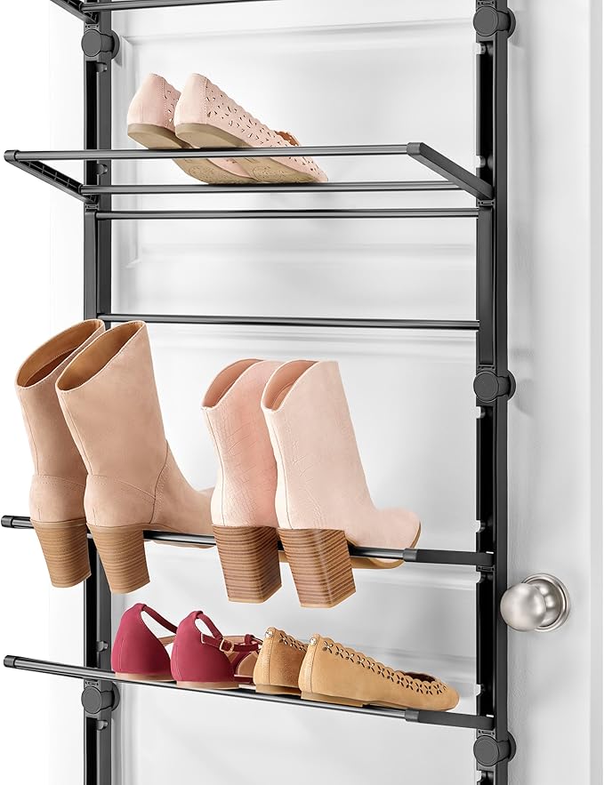 Whitmor 24 Pair Door Shoe Organizer, Sturdy Closet Storage Rack Hangs on Closets for Shoes