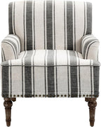 UIXE Stripe Accent Chairs Set of 2, Living Room Arm Chair Modern Nailhead Trim Club Armchair, Comfy Upholstered Sofa Lounge Seat Reading Seat Bedroom Side Seating for Home Office, Black