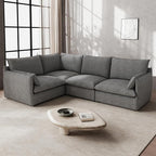 Waterproof Cloud Sectional Sofa for Living Room,High Backrest Down Filled Couches,5 Seater Oversized Modular V-Shaped Sofa,Detachable Couch Covers,Dark Grey