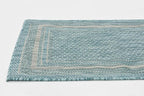 Unique Loom Outdoor Border Collection Area Rug - Soft Border (2'x 6' 1" Runner, Aquamarine/ Ivory)