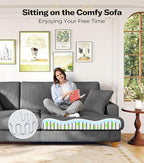 Kidirect 87in Corduroy Couch, Sofa No Tool Assembly, Comfy Couches for Living Room 21in Deeper Seats, Corduroy Sofas for Living Room with 2 Pillows, Oversized Loveseat Sofa, Boho Love Seat Grey Couch