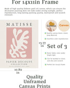 Matisse Wall Art Decor Set of 3,Abstract Matisse Wall Art Exhibition Posters,Unframed Pink Tree Wall Art,Truly Quality Canvas Prints for 11x14in,Art Poster Decoration for Kitchen,
