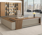 L-Shaped Executive Desk with Lockable Drawers – 79" Modern Large Executive Office Desk with LED, Lateral File Cabinet, Built-In Cable Box, Privacy Panel & Storage Shelves for Home or Business, Right