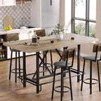 Tribesigns Bar Table, Industrial Counter Height Pub Table with Metal Footrest, 63-Inch Rectangle Wood Kitchen Dining Table with Sturdy Metal Frame for Dining Room, Home Bar (Gray)