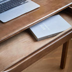 40"x24" Solid Wood Desk with Drawers, Wood Writing Desk for Small Spaces, Home Office Desks for Work, Gaming Study PC Desk for Bedroom, Student Computer Desks (Brown, 40 inch)