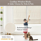 Madison Park Galen Cordless Roman Shade, 33"W x 64"H, Sheen Ivory – Room Darkening, Thermal Insulated, Energy Efficient Window Blind with Subtle Sheen Basketweave Fabric for Privacy