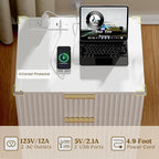 Lulive Wood Nightstand Set of 2 Fluted Dresser for Bedroom 3 Drawers Night Stand with Charging Station, Storage Modern Side Table White