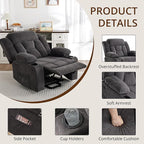 Dual Motor Power Lift Recliner for Elderly, Large Electric Lift Recliner with Massage and Heat, Cup Holders, Side Pocket, Fabric(Dark Grey)