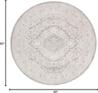 SAFAVIEH Area Rug 5' Round - Reflection Collection - Light Grey & Cream, Non-Shedding & Easy Cleaning, Ideal for Living Room, Bedroom (RFT668G)