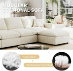 Cloud Sectional Linen Couch for Living Room V-Shape Sofas,5 Seat Modern Modular Sofas,Couches Cushion Covers Removable,Cozy Down Filled Sofa for Apartment Beige