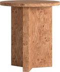 Henn&Hart 20" Scandinavian Round Wooden End Table, Side Table, Nightstand with X-Base for Living Room, Office, Family Room, or Bedroom, Honey Burl