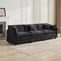 Aoowow Modular Sectional 3 Seater Cloud Sofa Couch for Living Room,113.8" Cloud Sofas with Deep Seat,Modern Chenille 3 Seat Sofas,Fluffy Cloud Couches for Bedroom,Apartment,Office (Black, 3 Seater)