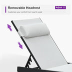 PURPLE LEAF Patio Lounge Chair Set of 3 Outdoor Chaise Lounger Aluminum Frame with Side Table and Wheels for Pool Outside Sunbathing Tanning Recliner Including Pillows White