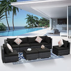 NICESOUL 8 Piece Outdoor Patio Set, 29.3'' High Back Extra Large Wicker Patio Furniture, Deep Seating Comfy L Shaped Modular Sectional Set of 8, Modern Wide Conversation, 2 Color Cushion Black & Gray