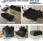 WJShome Cloud Couch Modular Sectional Sofa,102inch L Shaped Sofa with Ottoman,Black 3 Seater Corduroy Couch,Convertible Sectional Sofa for Living Room,Cushion Covers Removable& Washable