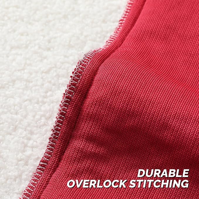 FUTEI Christmas Maroon Red Throw Pillow Covers 26x26 Inch Set of 2,Furry Faux Fur Teddy Boucle Textured Cushion Covers,Soft Fluffy Decorative Euro Pillow Shams,Home Decor for Couch Bed Living Room Car