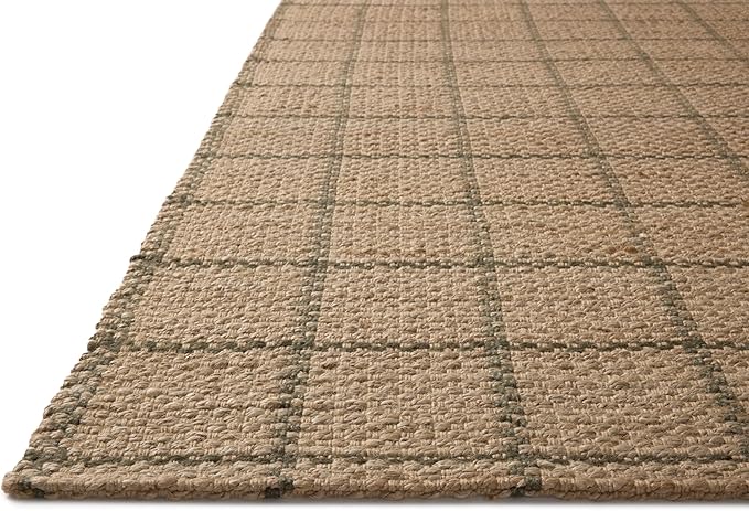 Loloi Chris Loves Julia Fletcher Collection FLE-01 Natural/Olive 9'-3" x 13', .37" Pile Height, Area Rug