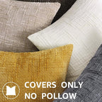 decorUhome Dark Brown Chenille Throw Pillow Covers 20x20 Set of 2 Thick Textured Slubby Couch Pillow Covers Farmhouse Accent Modern Neutral Decorative Pillow Cases for Bed Sofa Living Room