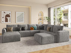 EASE MOOSE Oversized Sectional Cloud Couch, 8-Seat Modular Couch Set, Corner V-Shaped Deep-Seat Boneless Sofa, No-Assembly Chenille Sofa for Living Room, Light Grey