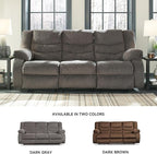 Signature Design by Ashley Tulen Modern Manual Pull Tab Reclining Sofa, Dark Gray