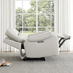 CHITA Large Power Zero Gravity Recliner Chair, Genuine Leather Recliner Chair for Adults with Adjustable Power Headrest and Hidden Slide-Out Cupholders, USB and Type-C Ports, Creamy Grey