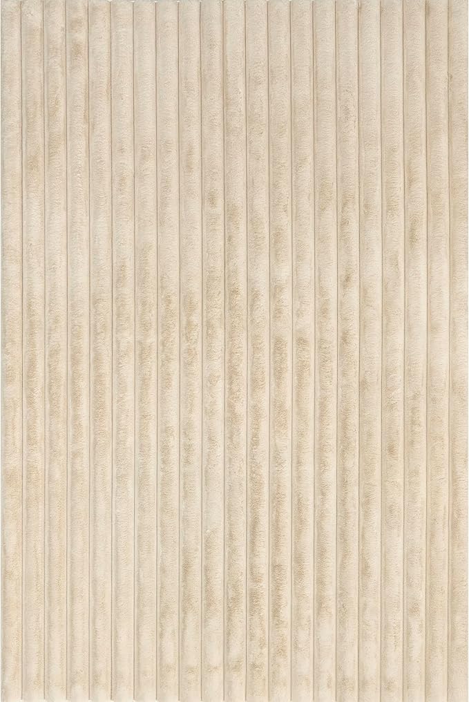 nuLOOM 7'6" x 9'6" Cozy Plush Area Rug, Machine Washable, Non-Slip, Soft Fluffy Shag Carpet for Living Room Bedroom Kids Room Nursery Home Decor, Kai Beige