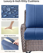 Luxury 24x24x6 Inch Kitty Outdoor Cushions - Water Resistant 1 Set Deat Seat Patio Furniture Cushion for Wicker Dining Rocking Swivel Chairs Loveseat Couch Sectional Sofa - Navy Blue