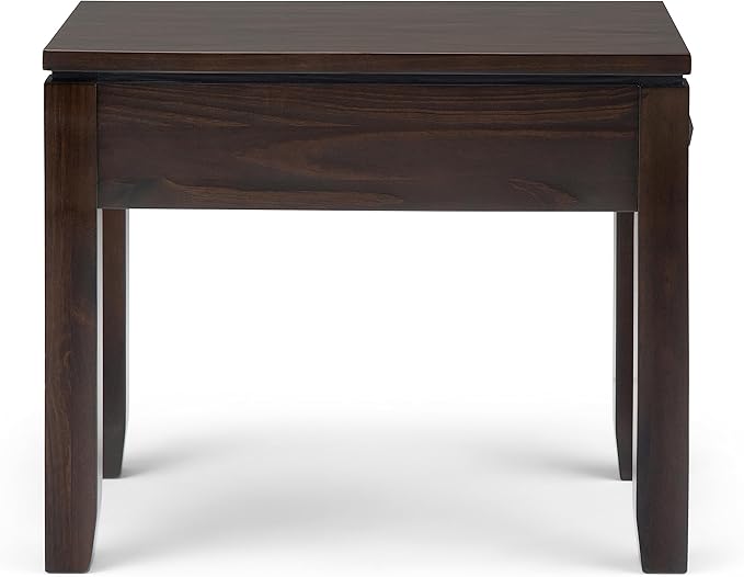 SIMPLIHOME Cosmopolitan SOLID WOOD 14 Inch Wide Rectangle Contemporary Narrow Side Table in Mahogany Brown, For the Living Room and Bedroom