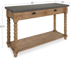 Kate and Laurel Rutledge Farmhouse Chic Two Drawer Console Table, Rustic Wood Base and Concrete Gray Top