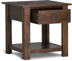 SIMPLIHOME Monroe SOLID ACACIA WOOD 22 inch Wide Square Rustic End Side Table in Distressed Charcoal Brown for the Living Room and Bedroom