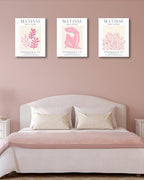 HesenDot Framed Matisse Pink Wall Art Set of 3,Minimalist Wall Decor,12x16IN Canvas Prints,Boho Cute Art Poster Home Decoration for Bathroom Bedroom