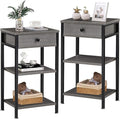VECELO Tall End Table Set of 2,Nightstand with Drawer and Adjustable Storage Shelf,27.6 inch Side Table for Living Room/Bedroom/Entryway Small Spaces