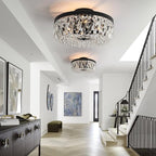 Veronie Crystal Ceiling Light Fixture, 4-Light Modern Semi Flush Mount Ceiling Light, Black Lighting Fixtures Lamp for Hallway, Kitchen, Entryway, Bedroom, Laundry Room