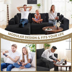 107" Boneless Couch, Sectional Couchs for Living Room & Bedroom, Cloud Couch with L-Shape Chaise Modern Modular Sofa with Deep Seat, No Assembly Required (Jet Black)
