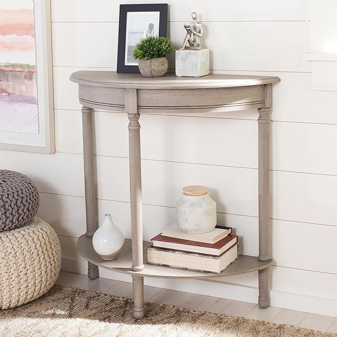 SAFAVIEH Home Collection Tinsley Greige Half Moon Console Table