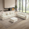WILLOVE Modular Sectional Sofa Set, Chenille Cloud Couch with Wide Armrests & 8 Pillows, Deep Seat Couches for Living Room, 6-Seater Beige
