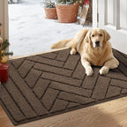 Tindbea Dog Mat for Muddy Paws,Absorbs Moisture Dirt Non-Slip Washable Mud Mat for Dogs,Soft Rubber Backing Front Inside Pet Rug for Entryway, Mud Dog Paws, Patio(20"x31.5",Latte)