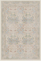 RUGGABLE x Morris & Co Washable Area Rug – Blackthorn Ivory Blue 4x6, Stain-Resistant, Non-Slip – Medium Machine Washable Rugs for Living Room, Bedroom, Hallway, Entryway & Office–with Cushioned Pad