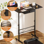COMHOMA Small Standing Desk Adjustable Height Small Computer Desk Mobile Portable Rolling Laptop Table with Wheels 32" Computer Workstation Sit Stand Desks Portable Standing Table Treadmill desks