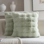 Neelvin Green Faux Fur Cozy Soft Double-Sided Decorative Throw Pillow Covers 20x20 inch Set of 2,Velvet Pillowcase Cushion Case for Sofa Couch