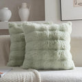 Neelvin Green Faux Fur Cozy Soft Double-Sided Decorative Throw Pillow Covers 16x16 inch Set of 2,Velvet Pillowcase Cushion Case for Sofa Couch