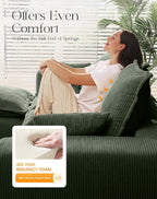 107" Comfy Cloud Couch with L-Shape Chaise & Deep Seat, Modular Sectional Sofa in a Box, Boneless Upholstered Couches for Living Room, No Assembly Required (Soft Corduroy, Green)