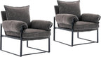 Xifan Modern Comfy Reclining Chair with 6 Angle Adjustable Backrest, Upholstered Accent Chair Fabric Living Room Lounge Chair for Reading Room - Gray, Set of 2