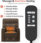 MCombo Lay Flat Dual Motor Power Lift Recliner Chair with Massage & Dual Heating, Arm Storage, Extended Footrest, USB A/C Ports & Cup Holders, Infinite Position for Elderly, Fabric LC002 (Brown)