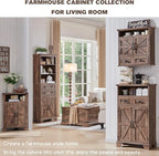 ACCOHOHO Bathroom Wall Cabinet, Farmhouse 24" Wide Medicine Cabinet with Drawer, Adjustable Shelf, Double Barn Doors, Storage Cabinets for Bathroom, Kitchen, Living Room, Rustic Brown