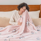 Berkshire Blanket Peanuts® VelvetLoft® Cute Character Snoopy Plush Blanket,Make a Wish Spring Pink,Full/Queen 90 in x 90 in (Official Peanuts® Product)