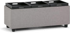 SIMPLIHOME Avalon 42 inch Wide Contemporary Rectangle Storage Ottoman in Cloud Grey Linen Look Fabric, Assembled, for the Living Room, Entryway and Family Room