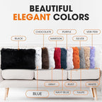 Cheer Collection Throw Pillows for Couch and Bed, Soft Shaggy Throw Pillows with Inserts Included, Cozy Long Hair Faux Fur Pillows - Set of 2-12" x 20" - Blue Ombre